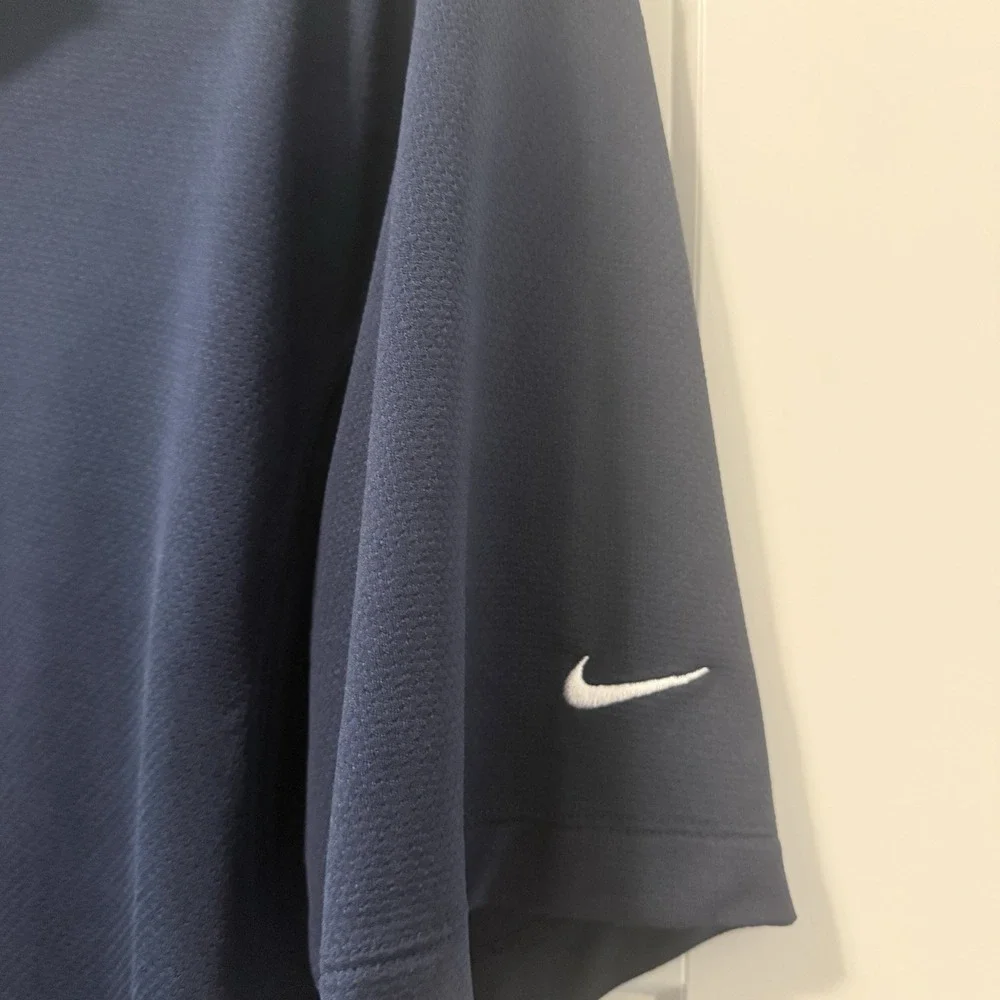 Nike Golf Dri-Fit Mens Size‎ Large Navy Polo Shirt Collared Embroidered Hunter